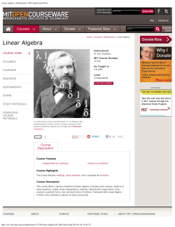 Linear Algebra | Mathematics | MIT OpenCourseWare