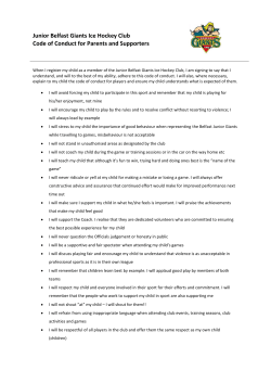 Junior Belfast Giants Ice Hockey Club Code of Conduct for Parents