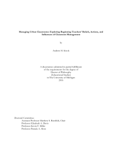 Managing Urban Classrooms: Exploring Beginning