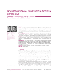 Knowledge transfer to partners: a firm level perspective