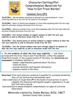 Common Core GPS Character/Setting/Plot Template Directions