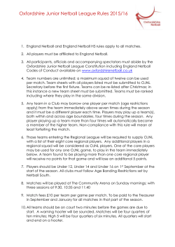 OXFORDSHIRE JUNIOR NETBALL LEAGUE RULES