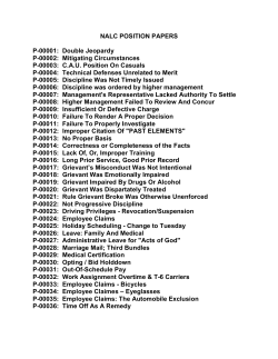 NALC POSITION PAPERS P-00001: Double Jeopardy P