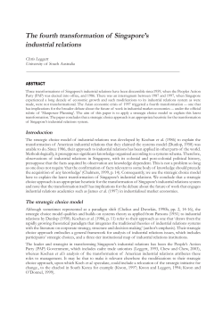 The fourth transformation of Singapore`s industrial relations