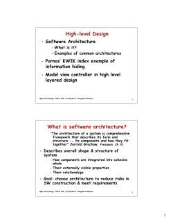 High-level Design What is software architecture?