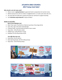 ATLANTA AREA COUNCIL 2017 Camp Card Sale!