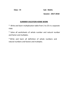 Class - VI Sub - Maths Session - 2017