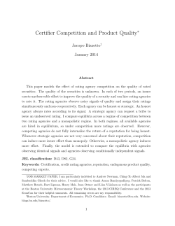 Certifier competition and product quality, Jacopo Bizzotto