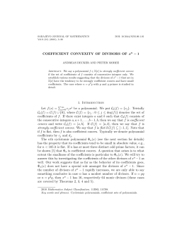 COEFFICIENT CONVEXITY OF DIVISORS OF xn &minus; 1 1. Introduction