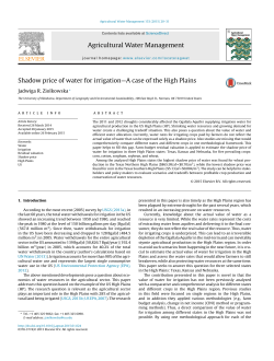 Shadow price of water for irrigation—A case of the High Plains