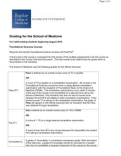 Grading for the School of Medicine
