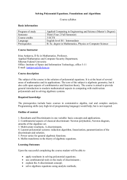 Solving Polynomial Equations. Foundations and Algorithms Course