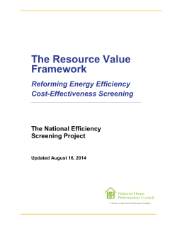 The Resource Value Framework - National Efficiency Screening