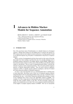 1 Advances in Hidden Markov Models for Sequence Annotation