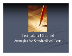 Test Taking Hints and Strategies for Standardized Tests