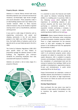 Property Lifecycle – Asbestos Asbestos is a natural