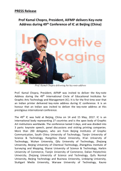 Prof Kamal Chopra, President, AIFMP delivers Key