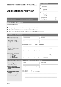 Application for Review - Federal Circuit Court of Australia