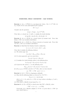 EXERCISES, DIRAC GEOMETRY - GQT SCHOOL Exercise 1. Let &omega;