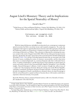 August L&ouml;sch`s Monetary Theory and its Implications for the Spatial