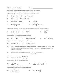 Math 65 Final Review Varner