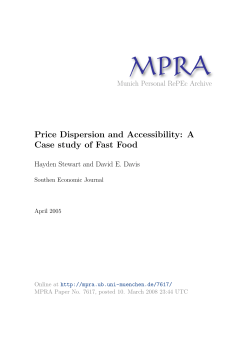 Price Dispersion and Accessibility: A Case study of Fast Food