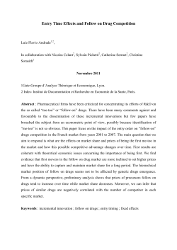 Entry Time Effects and Follow on Drug Competition, Luiz Flavio