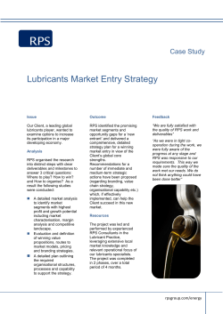 Lubricants Market Entry Strategy