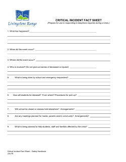 Critical Incident Fact Sheet