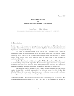 August 2008 OPEN PROBLEMS on SYZYGIES and