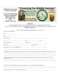 Oklahoma State Game Warden Association Academic Scholarship