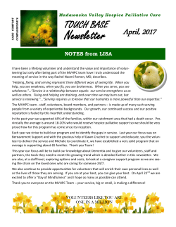 Newsletter - Madawaska Valley Hospice Palliative Care