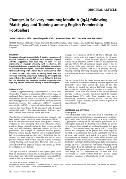 Changes in Salivary Immunoglobulin A (IgA) following Match