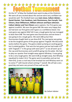 On the 31 of May the football team went to play at the Clickimin. We