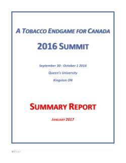 2016 Summit - Summary Report - Faculty of Health Sciences