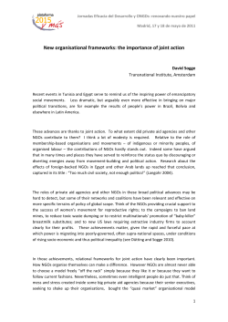 New organisational frameworks: the importance of joint action