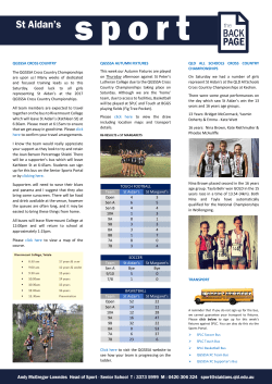QGSSSA AUTUMN FIXTURES This week our Autumn Fixtures are