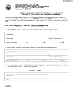 Designation/Deletion of primary adjuster for adjusting firm