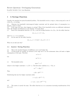 Overlapping Generations 1 A Savings Function