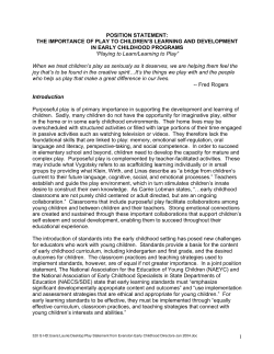 Play Statement from Evanston Early Childhood