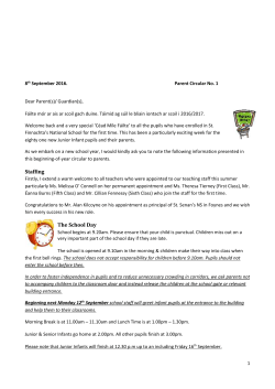 8 th September 2016. Parent Circular No. 1