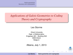 Applications of Galois Geometries to Coding Theory and Cryptography