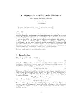 A Consistent Set of Infinite-Order Probabilities 1 - Philsci