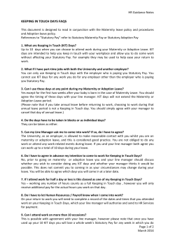 keeping in touch days faqs - StaffNet | The University of Manchester