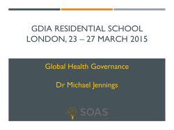 Dr Michael Jennings &ndash; Global Health Governance