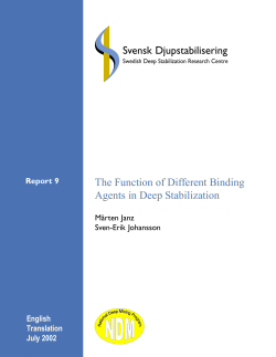 The function of different binding agents in deep stabilization