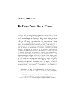 The Future Past of Literary Theory