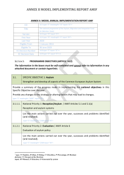 ANNEX II MODEL IMPLEMENTING REPORT AMIF