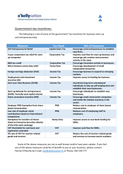 Government tax incentives - O`Kelly