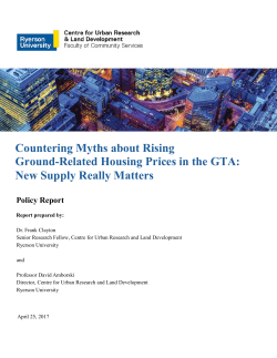 Affordable Housing and Land Supply Issues in the Greater Toronto